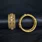22K Gold Antique Temple Design Bangles with Ruby and CZ Embellishments