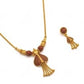 Designer 22K Gold Broad Filigree Pendant & Matching Earrings