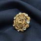 22K Gold Lord Ganesha Antique Ring with Kundan studded- Intricate Handcrafted Design