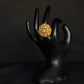 22K Gold Floral Kundan Ring with Pearl & Gemstone Accents