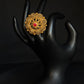 22K Gold Ladies Ring with Floral Design & Vibrant Center Stone.