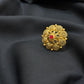 22K Gold Ladies Ring with Floral Design & Vibrant Center Stone.
