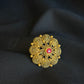 22K Gold Ladies Ring with Floral Design & Vibrant Center Stone.