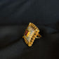 22K Gold Square Kundan Ring with Enamel & Gemstone Accents
