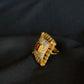 22K Gold Square Kundan Ring with Enamel & Gemstone Accents