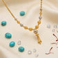Intricate 22K Gold Lattice-Work Pendant & Earring Set