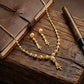 Intricate 22K Gold Lattice-Work Pendant & Earring Set