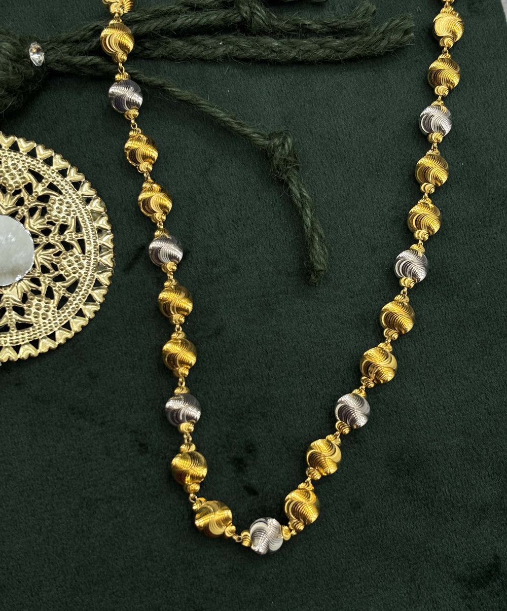 22K Gold Dholki Bead Necklace and Earrings Set