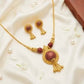 Elegant 22K Gold Teardrop Pendant Set | Textured Bridal Jewelry