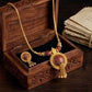 Elegant 22K Gold Teardrop Pendant Set | Textured Bridal Jewelry