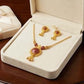Elegant 22K Gold Teardrop Pendant Set | Textured Bridal Jewelry