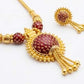 Elegant 22K Gold Teardrop Pendant Set | Textured Bridal Jewelry