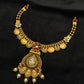22K Gold Statement Necklace and Earrings Set with Kundan Accents