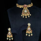 22K Gold Statement Necklace and Earrings Set with Kundan Accents