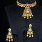 22K Gold Statement Necklace and Earrings Set with Kundan Accents