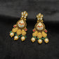 22K Gold Statement Necklace and Earrings Set with Kundan Accents