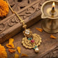 Elegant 22KT Gold Filigree Maang Tikka with Ruby & Emerald Accents