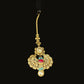 Elegant 22KT Gold Filigree Maang Tikka with Ruby & Emerald Accents