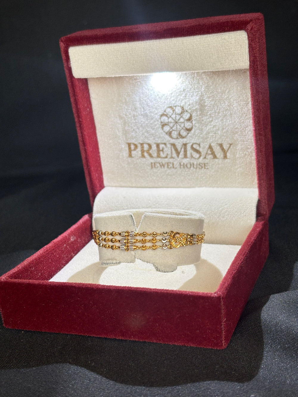 22K Gold Three-Layer Bracelet with Delicate Details