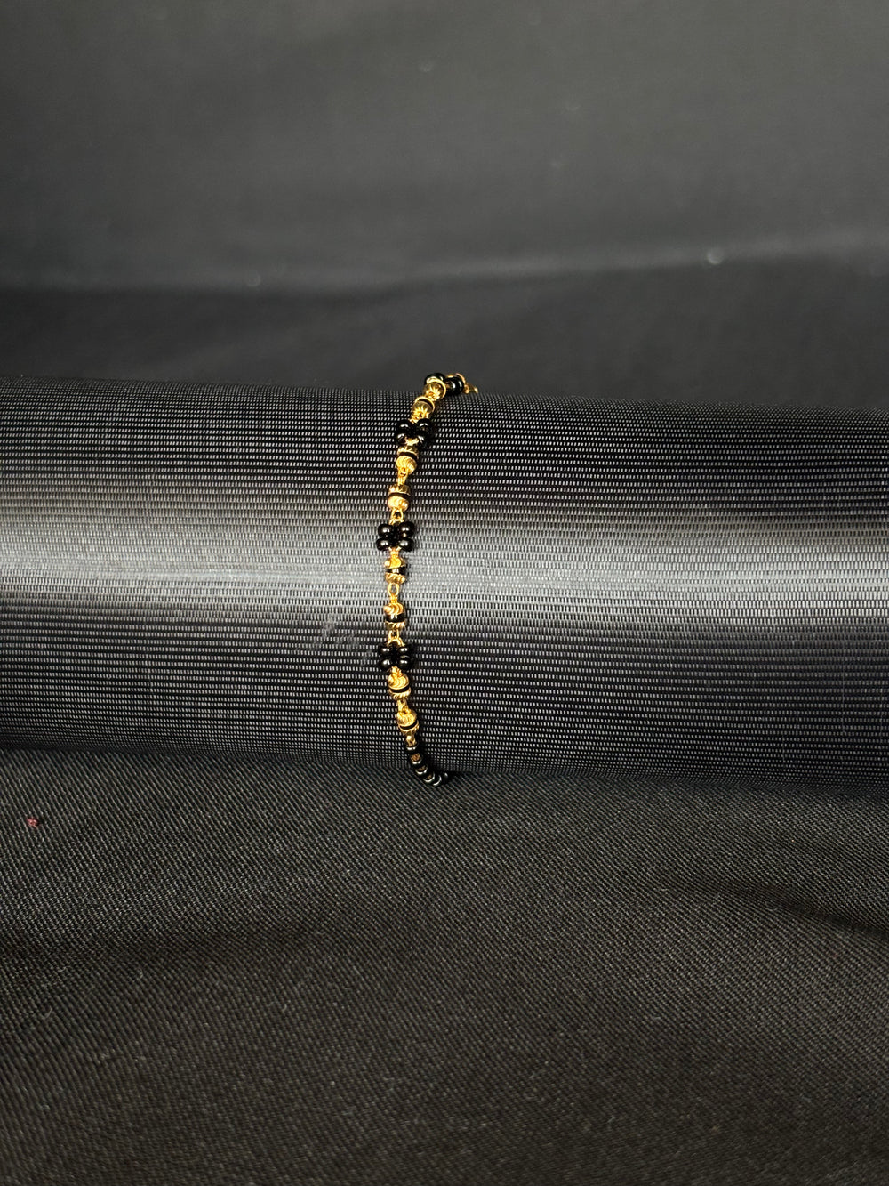 22K Gold and Black Bead Bracelet