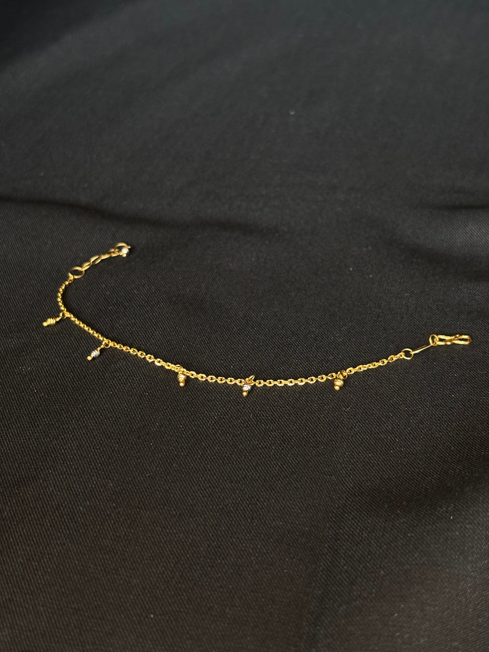 22K Gold Chain Bracelet with Dangling Charms
