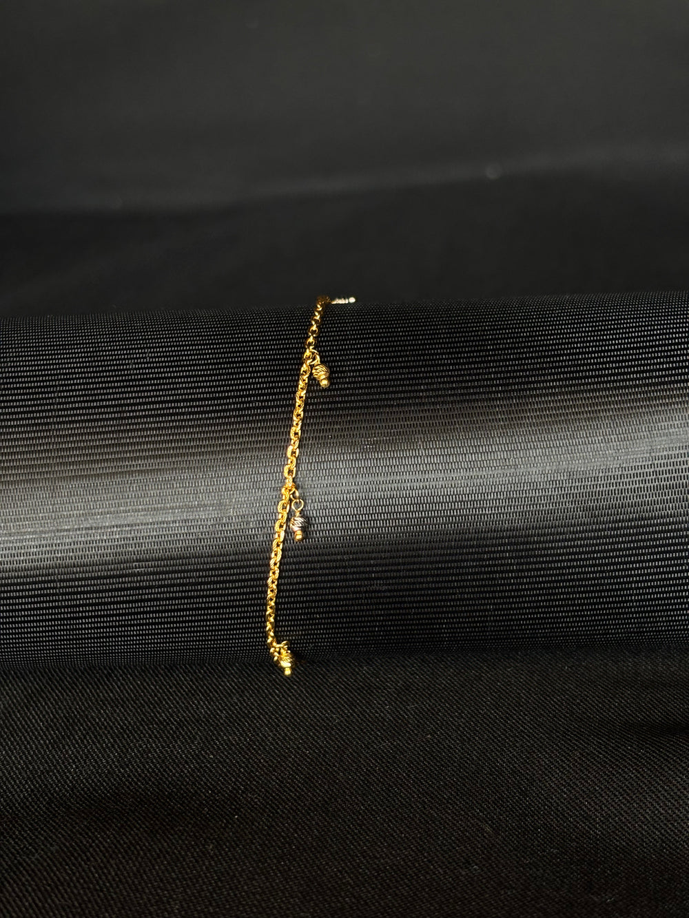 22K Gold Chain Bracelet with Dangling Charms