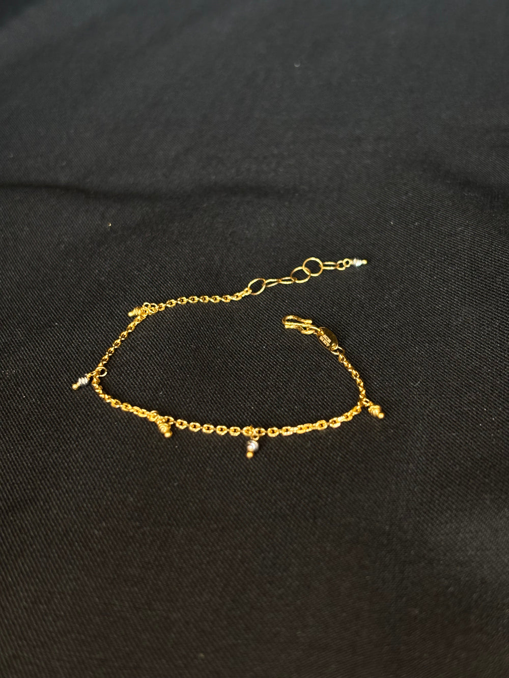 22KT Gold Chain Bracelet with Dangling Charms