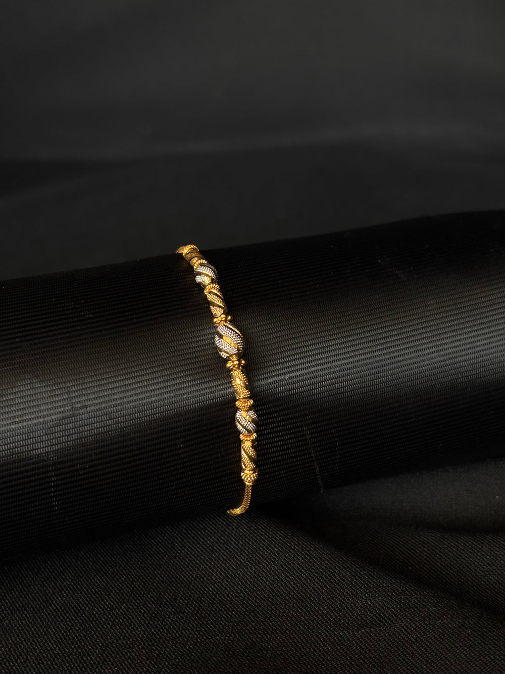 22K Gold Bracelet with Unique Textured Accents