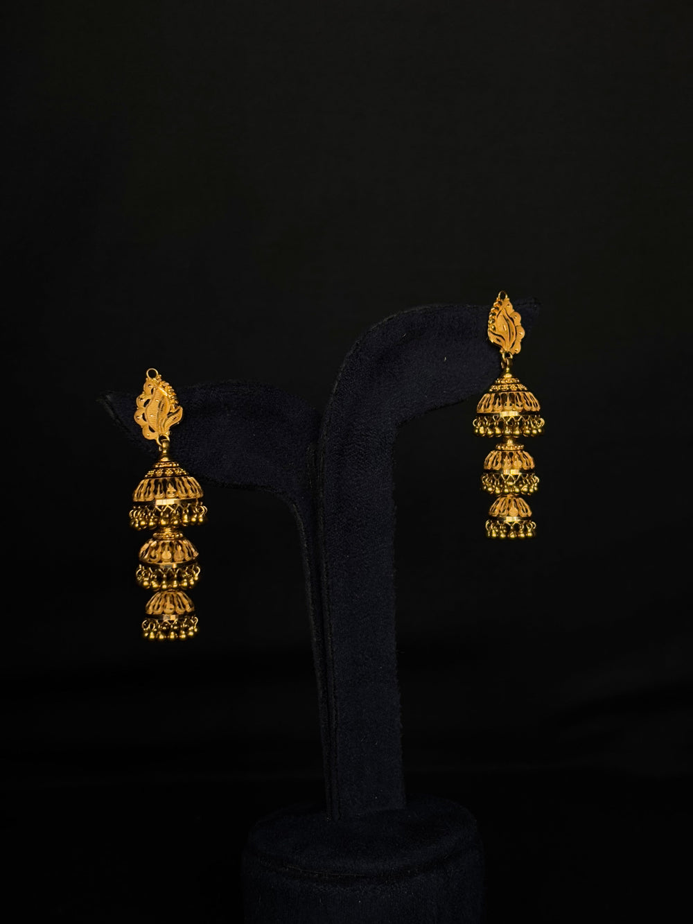 22K Gold Layered Jhumka Earrings - Traditional Temple Jewelry