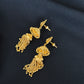 22K Yellow Gold Mesh Texture Latkan Earrings | Traditional Beaded Tassel Drops