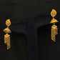 22K Yellow Gold Mesh Texture Latkan Earrings | Traditional Beaded Tassel Drops