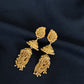 22K Yellow Gold Mesh Texture Latkan Earrings | Traditional Beaded Tassel Drops
