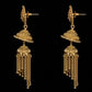 22K Yellow Gold Mesh Texture Latkan Earrings | Traditional Beaded Tassel Drops