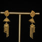 22K Yellow Gold Mesh Texture Latkan Earrings | Traditional Beaded Tassel Drops