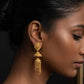 22K Yellow Gold Mesh Texture Latkan Earrings | Traditional Beaded Tassel Drops