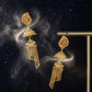 22K Yellow Gold Mesh Texture Latkan Earrings | Traditional Beaded Tassel Drops