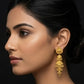 22K Gold Scalloped Shield Latkan Earrings | Ornate Filigree Heritage Jewelry