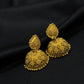 22K Gold Traditional Jhumka Earrings - Intricate Filigree Design