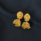 22K Gold Traditional Temple Latkan Earrings | Ornate Granulated Gold Dangles