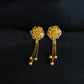 22K Gold Floral Drop Earrings with Dangling Chains.