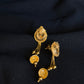 22K Gold Traditional Floral Drop Earrings with Coin Charms