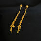 Extended Elegance: 22K Gold Long Dangle Earrings with Textured Beads
