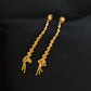 22K Gold Geometric Filigree Latkan Earrings | Modern Beaded Tassel Dangles