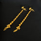 Extended Elegance: 22K Gold Long Dangle Earrings with Textured Beads