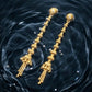 22K Gold Geometric Filigree Latkan Earrings | Modern Beaded Tassel Dangles