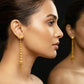 22K Gold Geometric Filigree Latkan Earrings | Modern Beaded Tassel Dangles
