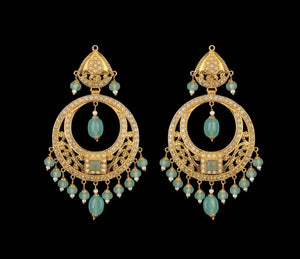 22K Yellow Gold Sunburst Latkan Earrings | Multi-Tiered Traditional Gold Dangles