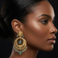 22K Yellow Gold Sunburst Latkan Earrings | Multi-Tiered Traditional Gold Dangles