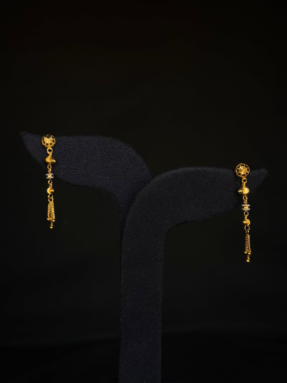22K Gold Drop Earrings with Unique Dangling Details