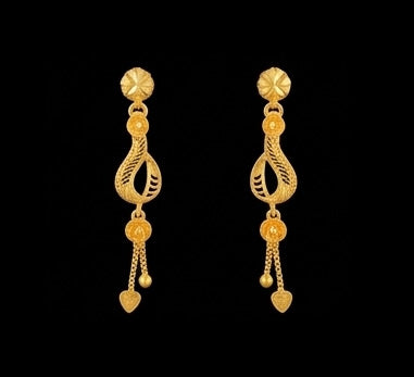 22K Gold Modern Linear Latkan Earrings | Textured Vertical Bar Gold Jewelry